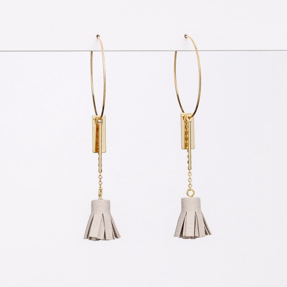 Stella & Gemma Grey Suede Tassel Drop Earrings